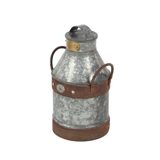 13" Gray Iron Farmhouse Decorative Can